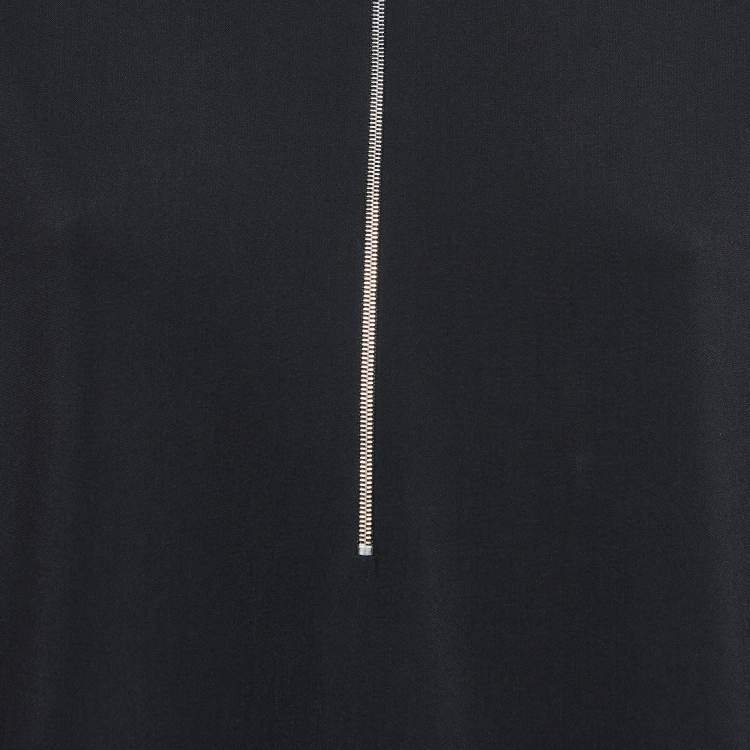 Pre Owned Stella McCartney Black Stretch Crepe Zipper Cady Top M