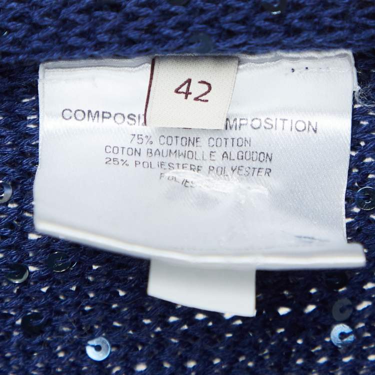 Pre Owned Stella McCartney Navy Blue Sequin Knitted Mini Dress M