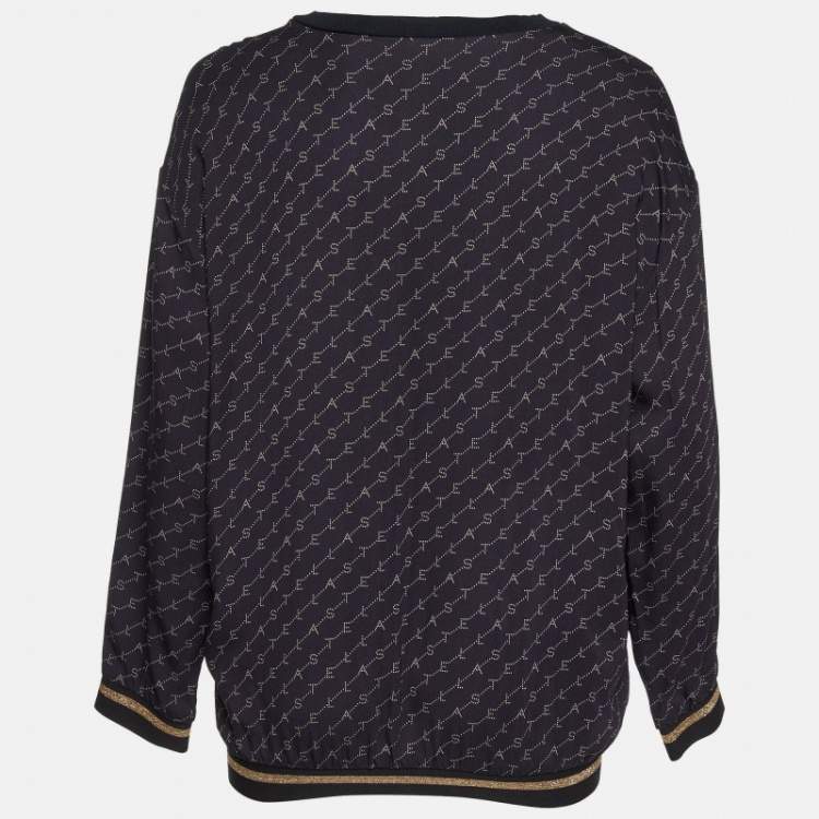 Pre Owned Stella McCartney Navy Blue Logo Printed Jersey Jumper S