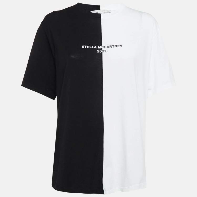مملوكة مسبقًا Stella McCartney Black /White Logo Print Jersey Cotton T-Shirt S