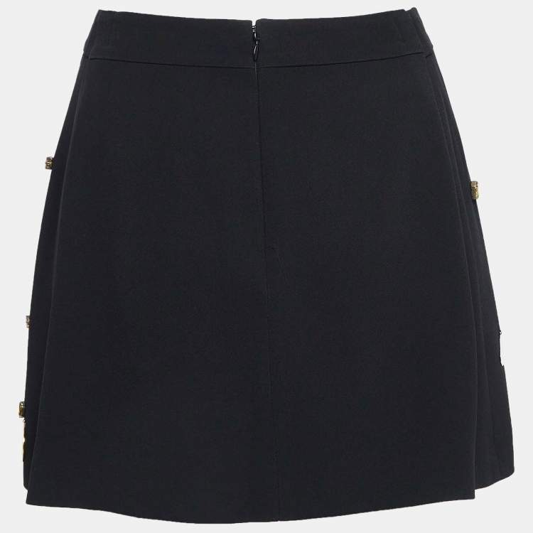 Pre Owned Stella McCartney Black Crepe Jewel Detail Mini Skirt M