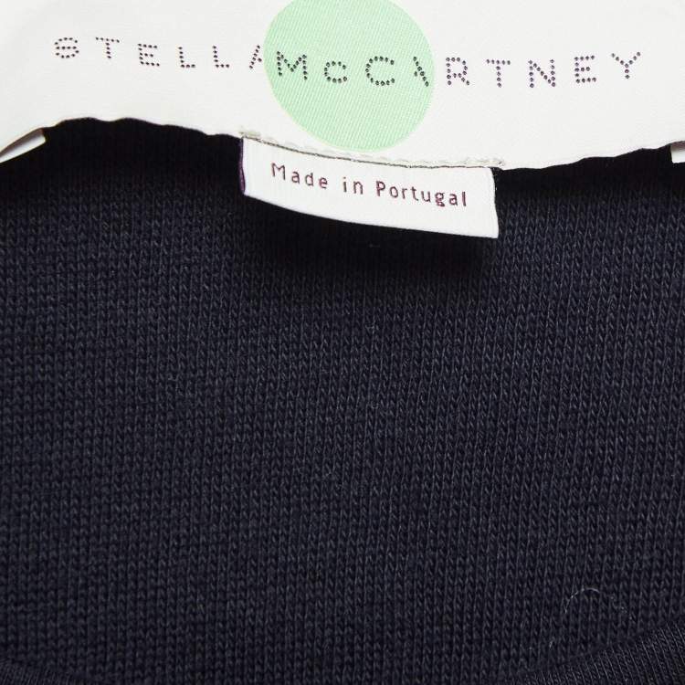 Pre Owned Stella McCartney Navy Blue Rib Embellished Neck Top S