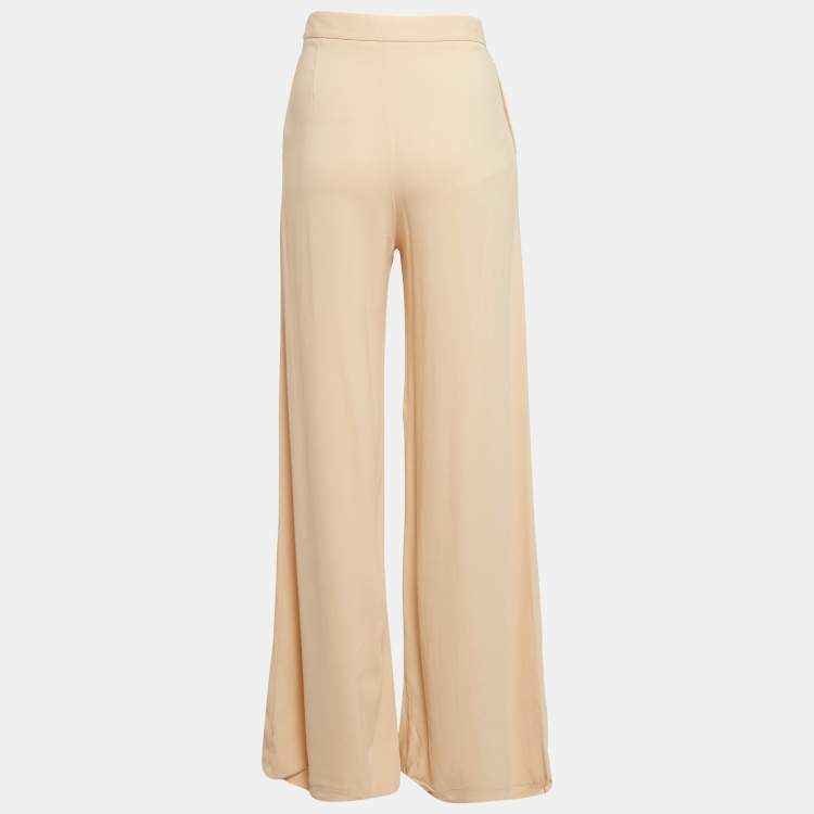 Pre Owned Stella McCartney Beige Crepe Wide Leg Pants XS