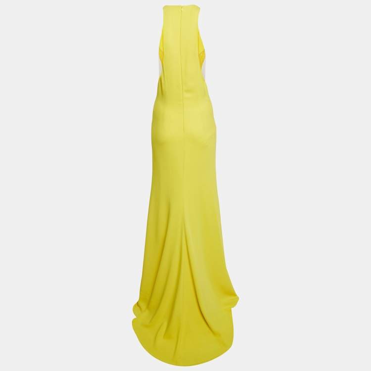 Pre Owned Stella McCartney Yellow Crepe Sleeveless Maxi Dress M