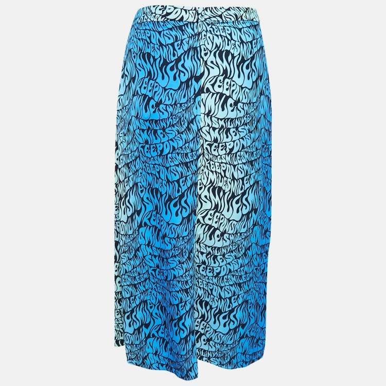 Pre Owned Stella McCartney Blue Printed Midi Skirt S