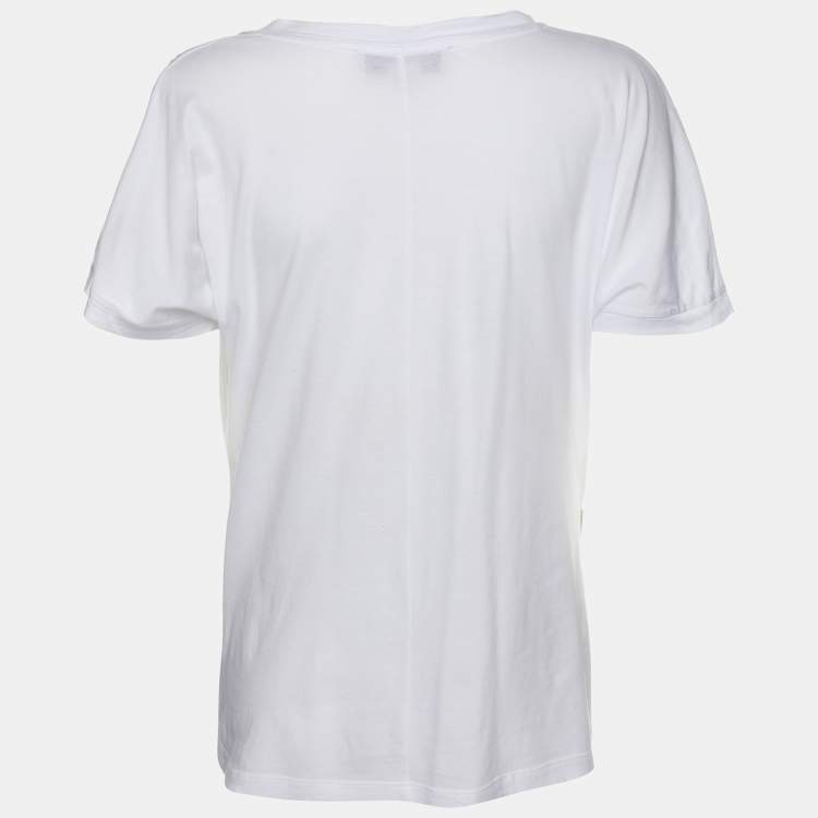 مملوكة مسبقًا Stella McCartney White Cotton Natural Stones Detail V Neck T-Shirt S