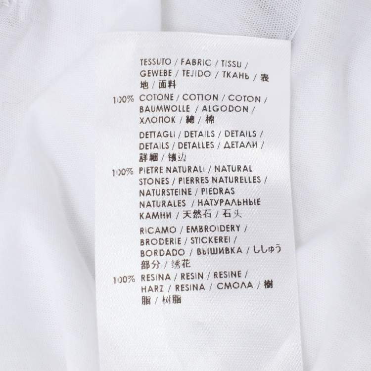 مملوكة مسبقًا Stella McCartney White Cotton Natural Stones Detail V Neck T-Shirt S