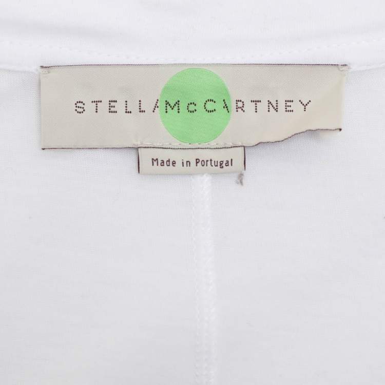 مملوكة مسبقًا Stella McCartney White Cotton Natural Stones Detail V Neck T-Shirt S