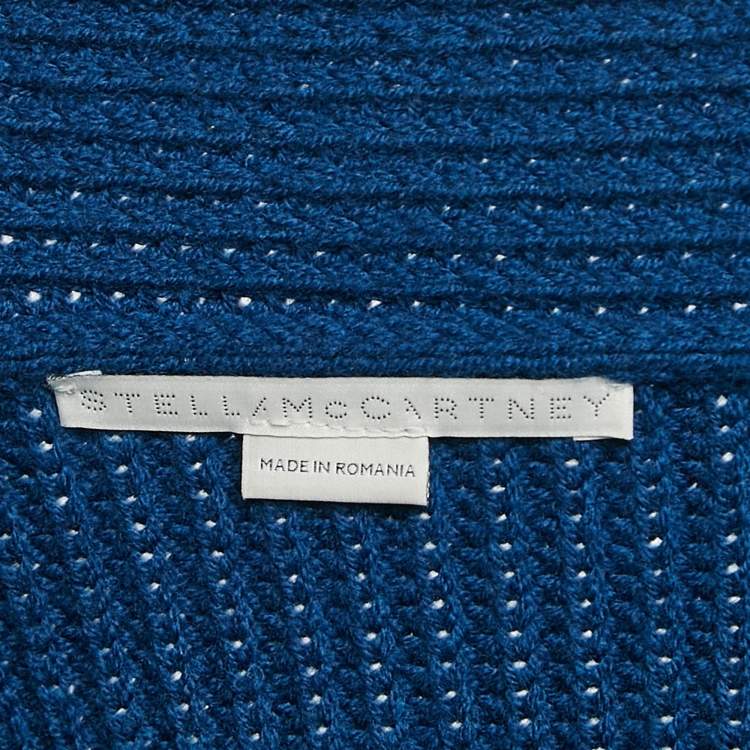 Pre Owned Stella McCartney Blue Rib Knit Asymmetrical Button Oversized Sweater M