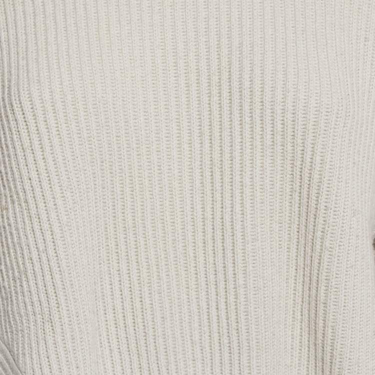 Pre Owned Stella McCartney Grey Lace Trim Rib Knit Asymmetric Sweater S