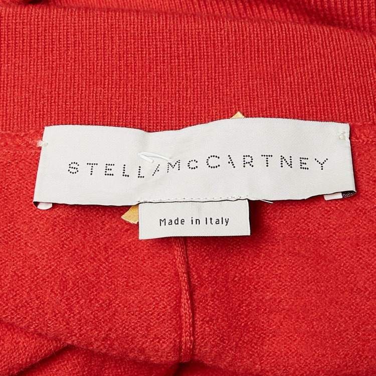 Pre Owned Stella McCartney Red Wool Turtle Neck Asymmetric Long Dress S