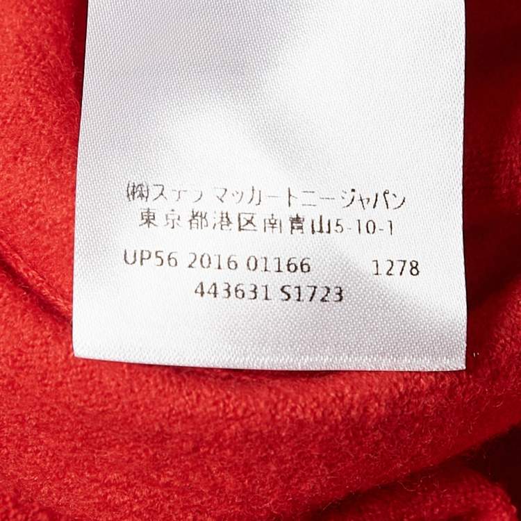 Pre Owned Stella McCartney Red Wool Turtle Neck Asymmetric Long Dress S