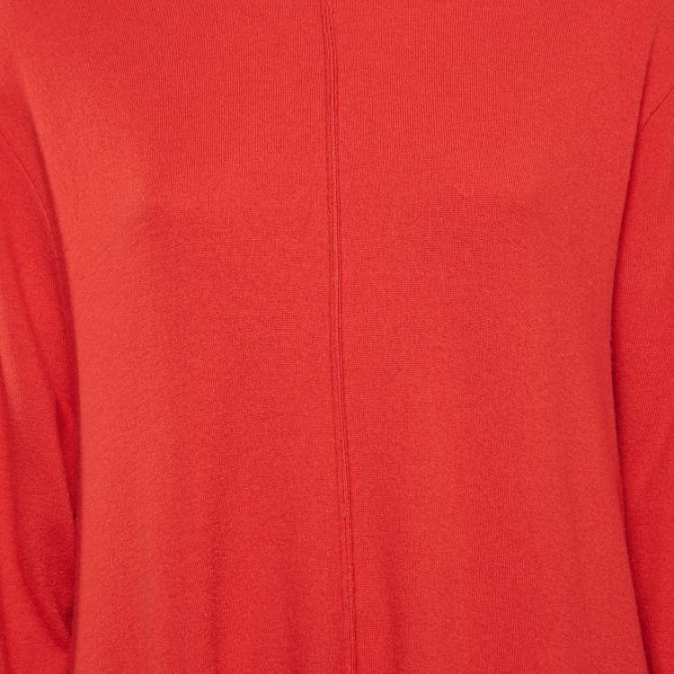Pre Owned Stella McCartney Red Wool Turtle Neck Asymmetric Long Dress S