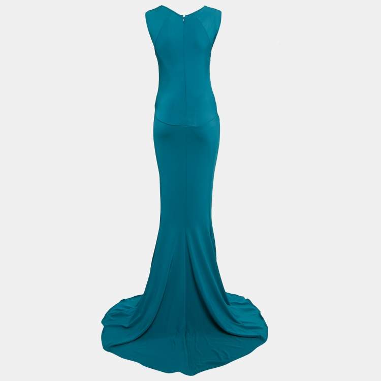 Pre Owned Stella McCartney Aqua Blue Jersey Sleeveless Maxi Dress S