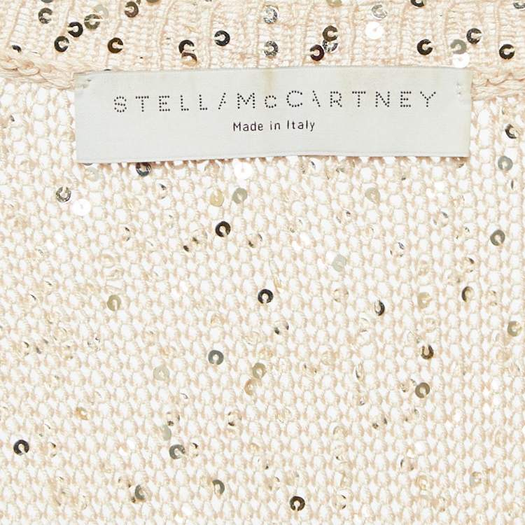 Pre Owned Stella McCartney Beige Sequined Crochet Knit Sweater Dress S
