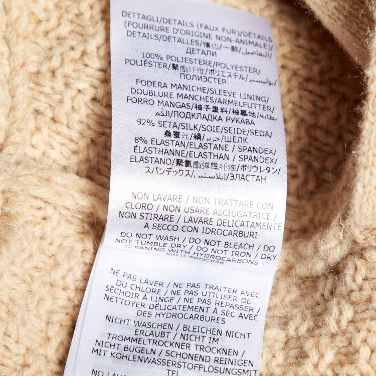 Pre Owned Stella McCartney Beige Cable Knit Wool Zip-Up Cardigan XS