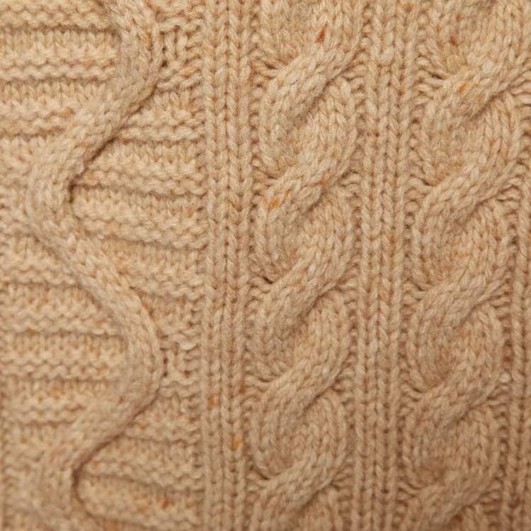 Pre Owned Stella McCartney Beige Cable Knit Wool Zip-Up Cardigan XS