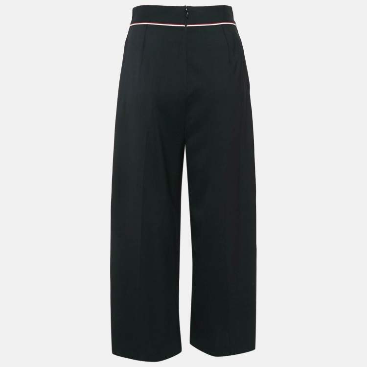 Pre Owned Stella McCartney Black Wool Pleated Wide Leg Pants S