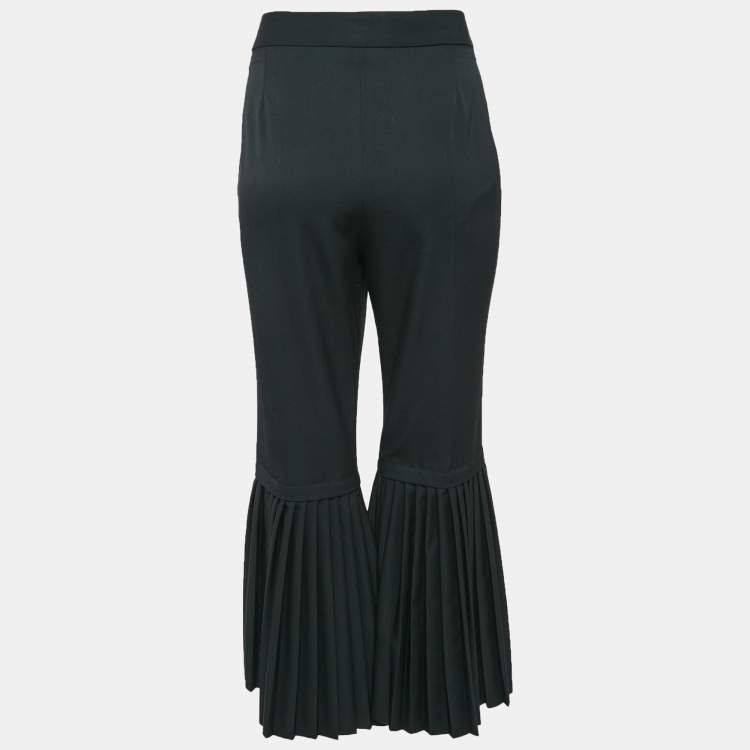 Pre Owned Stella McCartney Black Wool Pleated Wide Leg Pants M