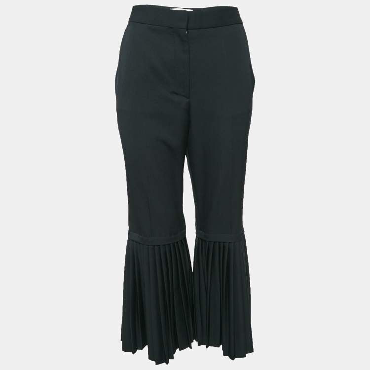 Pre Owned Stella McCartney Black Wool Pleated Wide Leg Pants M
