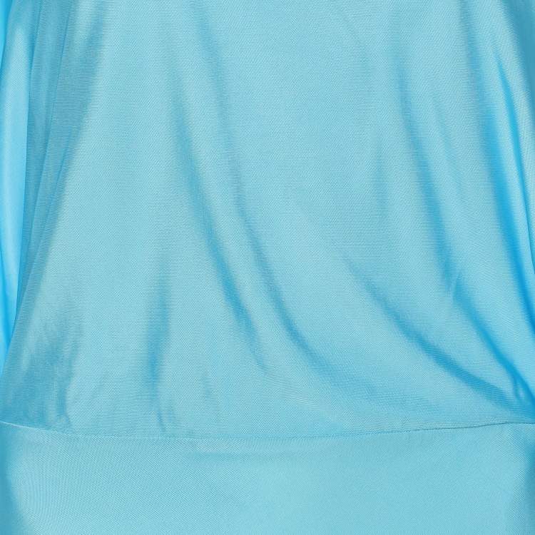 Pre Owned Stella McCartney Light Blue Jersey Cape-effect Asymmetric Long Dress M