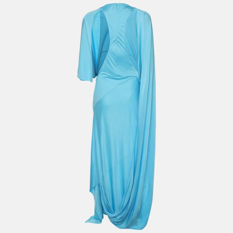 ワンピース Stella Mccartney Light-blue long dress Stella McCartney Light Blue Jersey Cape-effect Asymmetric