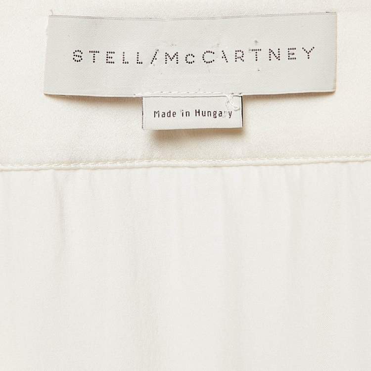 Pre Owned Stella McCartney Cream Satin Tie-Up Neck Blouse M