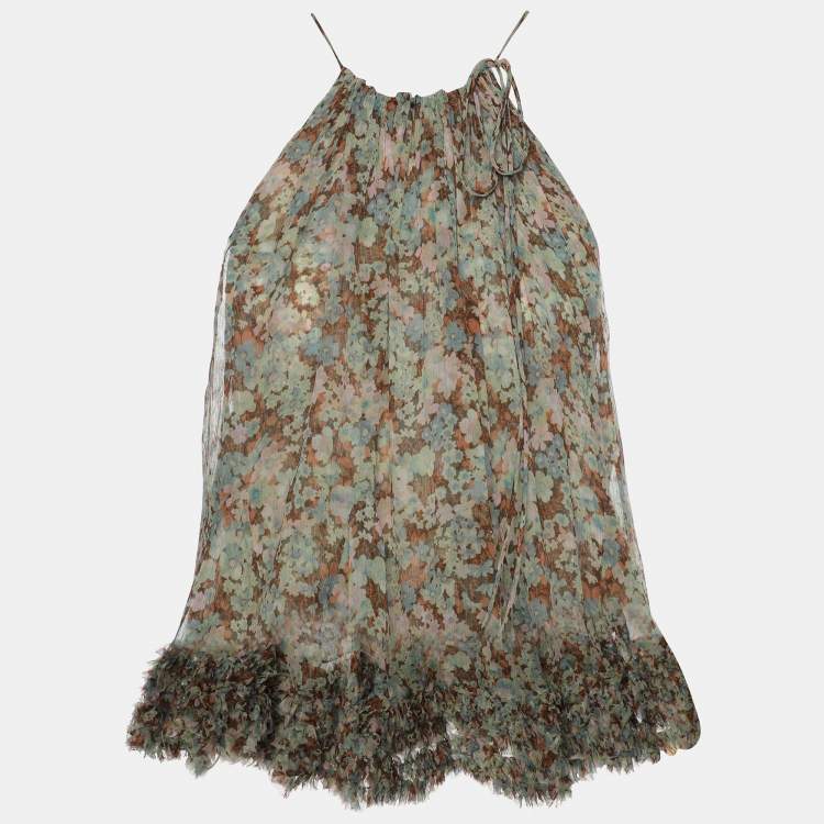 Pre Owned Stella McCartney Multicolor Silk Tie Top S