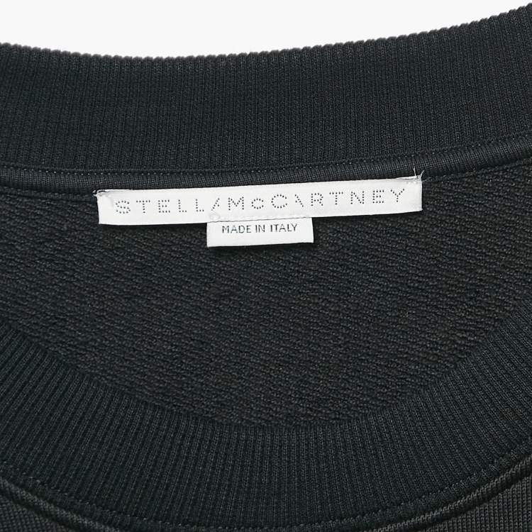 Pre Owned Stella McCartney Black Studded Logo Cotton Knit Oversized Sweatshirt XS