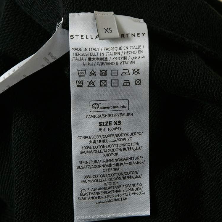 Pre Owned Stella McCartney Black Studded Logo Cotton Knit Oversized Sweatshirt XS