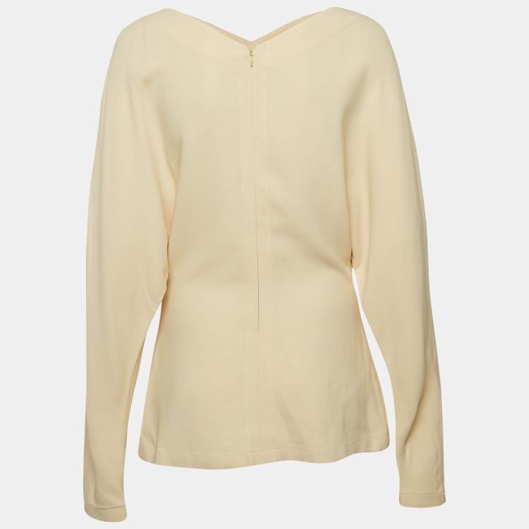Pre Owned Stella McCartney Cream Crepe Dolman Sleeve Top M