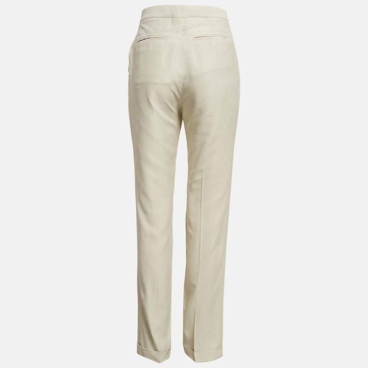 Pre Owned Stella McCartney Off-White Gabardine Tailored Trousers M