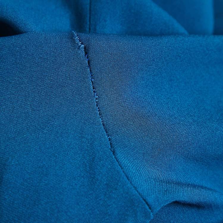 Pre Owned Stella McCartney Blue Crepe and Rib Knit Trim Joggers L