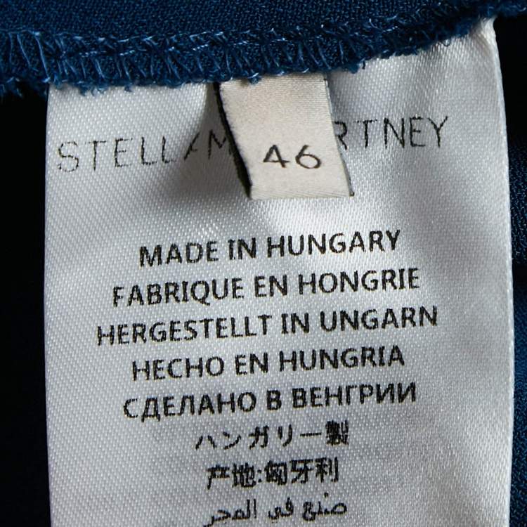 Pre Owned Stella McCartney Blue Crepe and Rib Knit Trim Joggers L