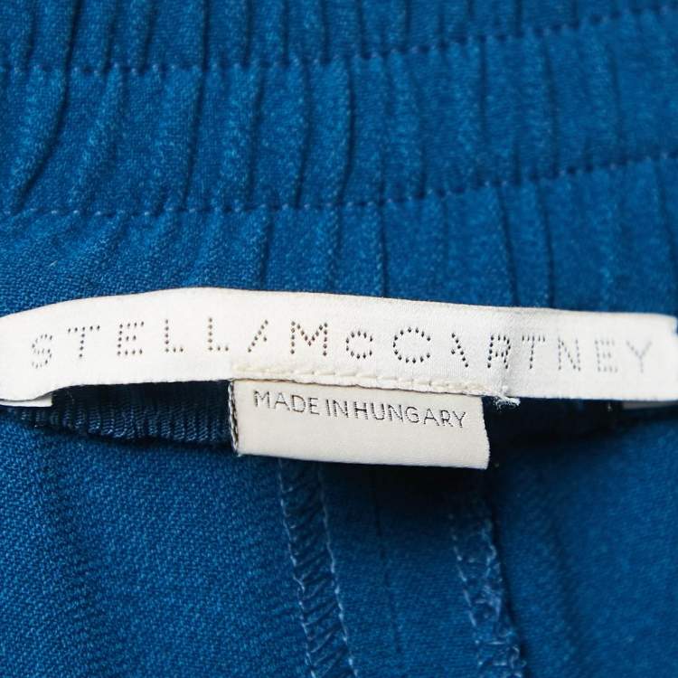 Pre Owned Stella McCartney Blue Crepe and Rib Knit Trim Joggers L