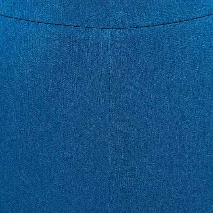 Pre Owned Stella McCartney Blue Crepe and Rib Knit Trim Joggers L