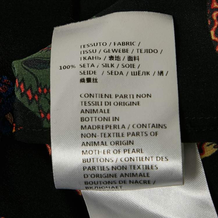 Pre Owned Stella McCartney Black Cats Print Silk Shirt Dress XS