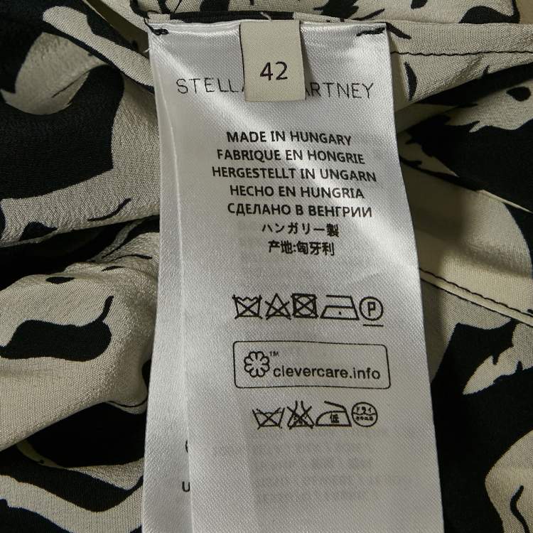 Pre Owned Stella McCartney Black All Over Horse Print Silk Shirt M