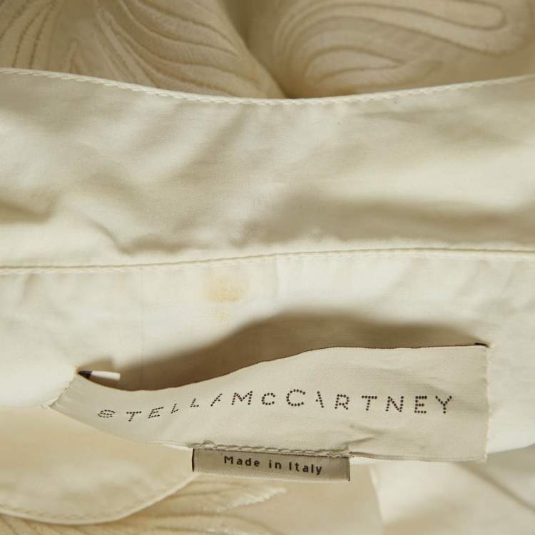 Pre Owned Stella McCartney White/Blue Embroidered Cotton Long Sleeve Shirt S
