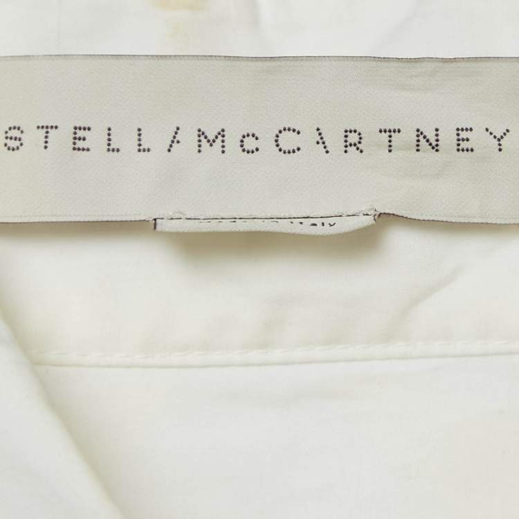 Pre Owned Stella McCartney White/Blue Embroidered Cotton Long Sleeve Shirt S