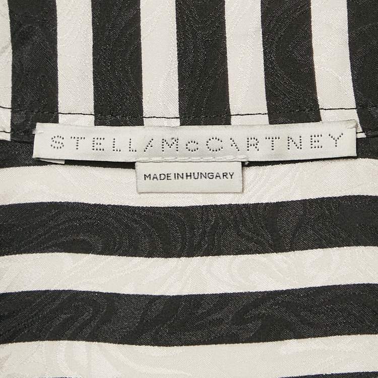 Pre Owned Stella McCartney Black/White Stripe Textured Silk Blouse M