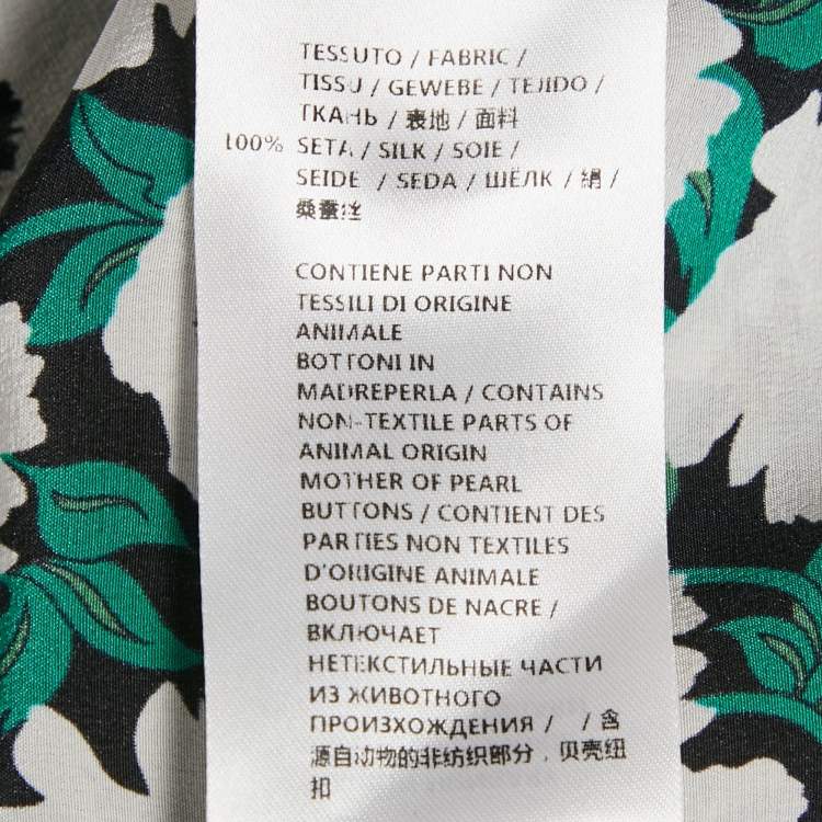 مملوكة مسبقًا Stella McCartney Green Floral Print Silk Long Sleeve Shirt S