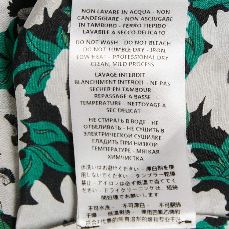 مملوكة مسبقًا Stella McCartney Green Floral Print Silk Long Sleeve Shirt S
