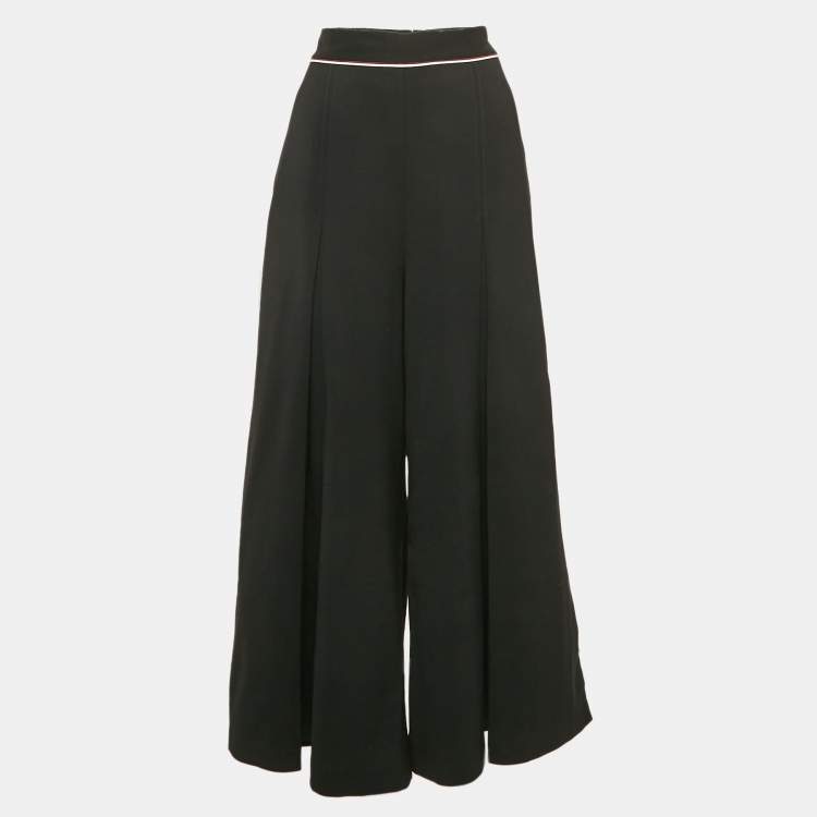 Pre Owned Stella McCartney Black Wool Pleated Wide Leg Pants S