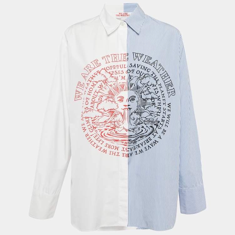 Pre Owned Stella McCartney We Are The Weather Blue/White Shirt Striped Cotton Shirt M