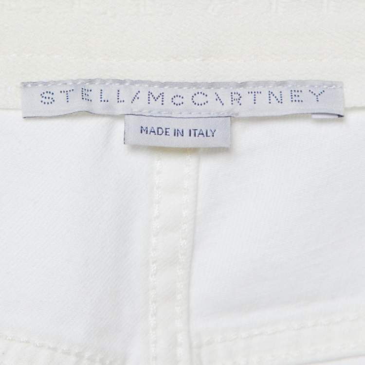 Pre Owned Stella McCartney White Denim & Jersey Tapered Jeans L/Waist 34"