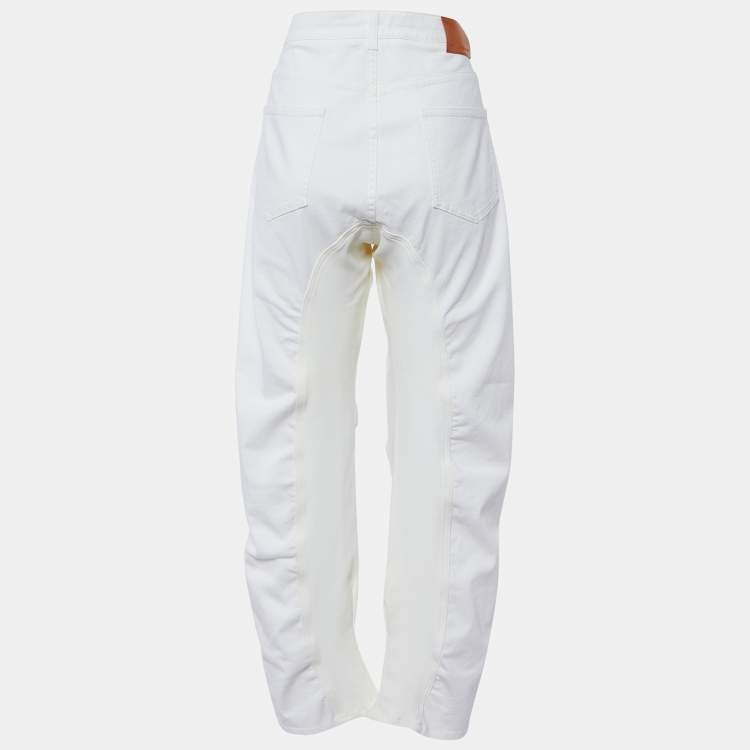 Pre Owned Stella McCartney White Denim & Jersey Tapered Jeans L/Waist 34"