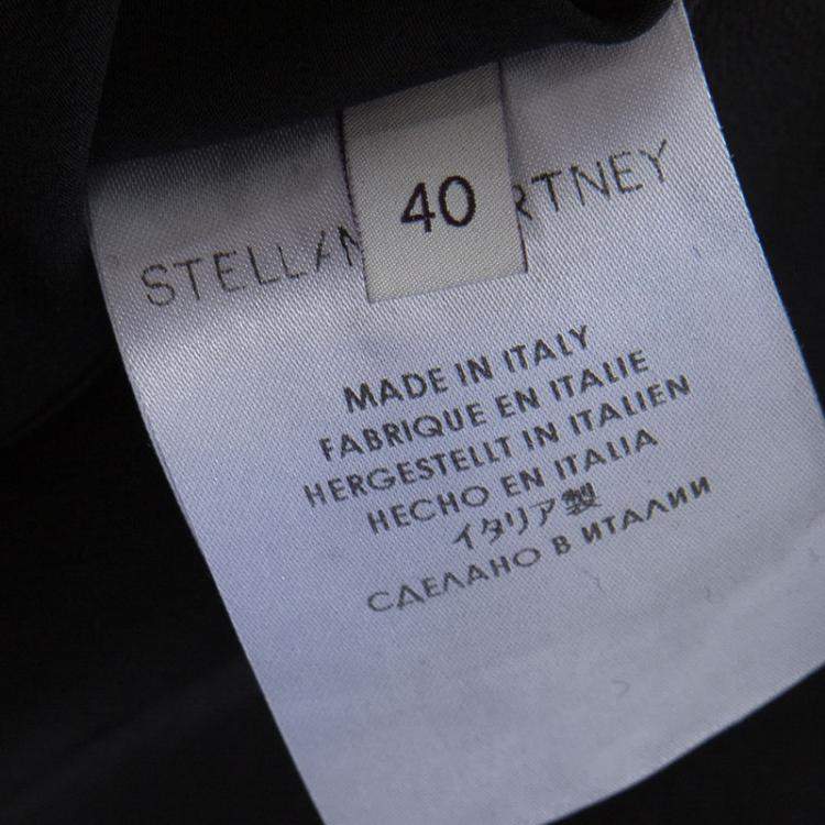 Pre Owned Stella McCartney Black Wool Embroiderd Faces Long Sleeve Melton Shift Dress S