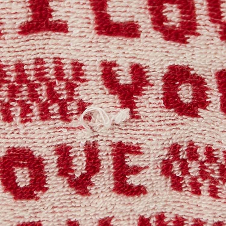 Pre Owned Stella McCartney Red I Love You Print Cotton Terry Poncho XL