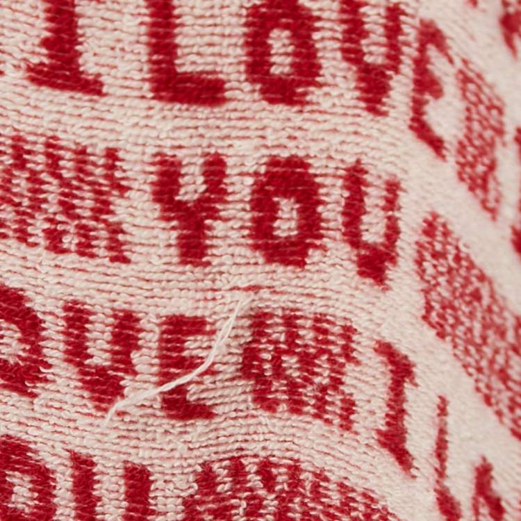 Pre Owned Stella McCartney Red I Love You Print Cotton Terry Poncho XL